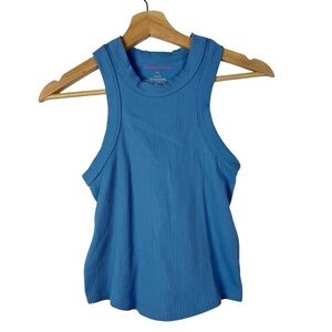 Suzette Collection Blue Ribbed Fitted Scoop Neck Tank Top M/L
